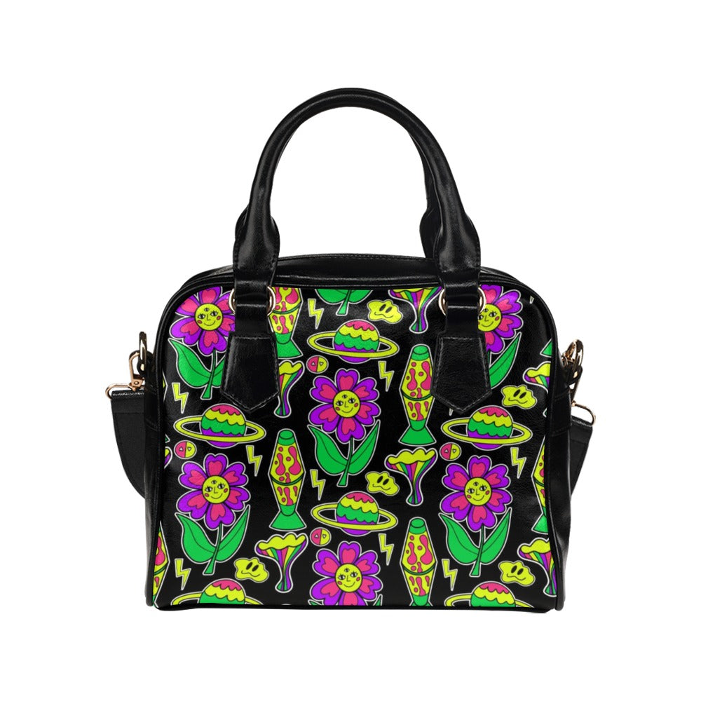 Psychedelic Neon Trip Shoulder Handbag