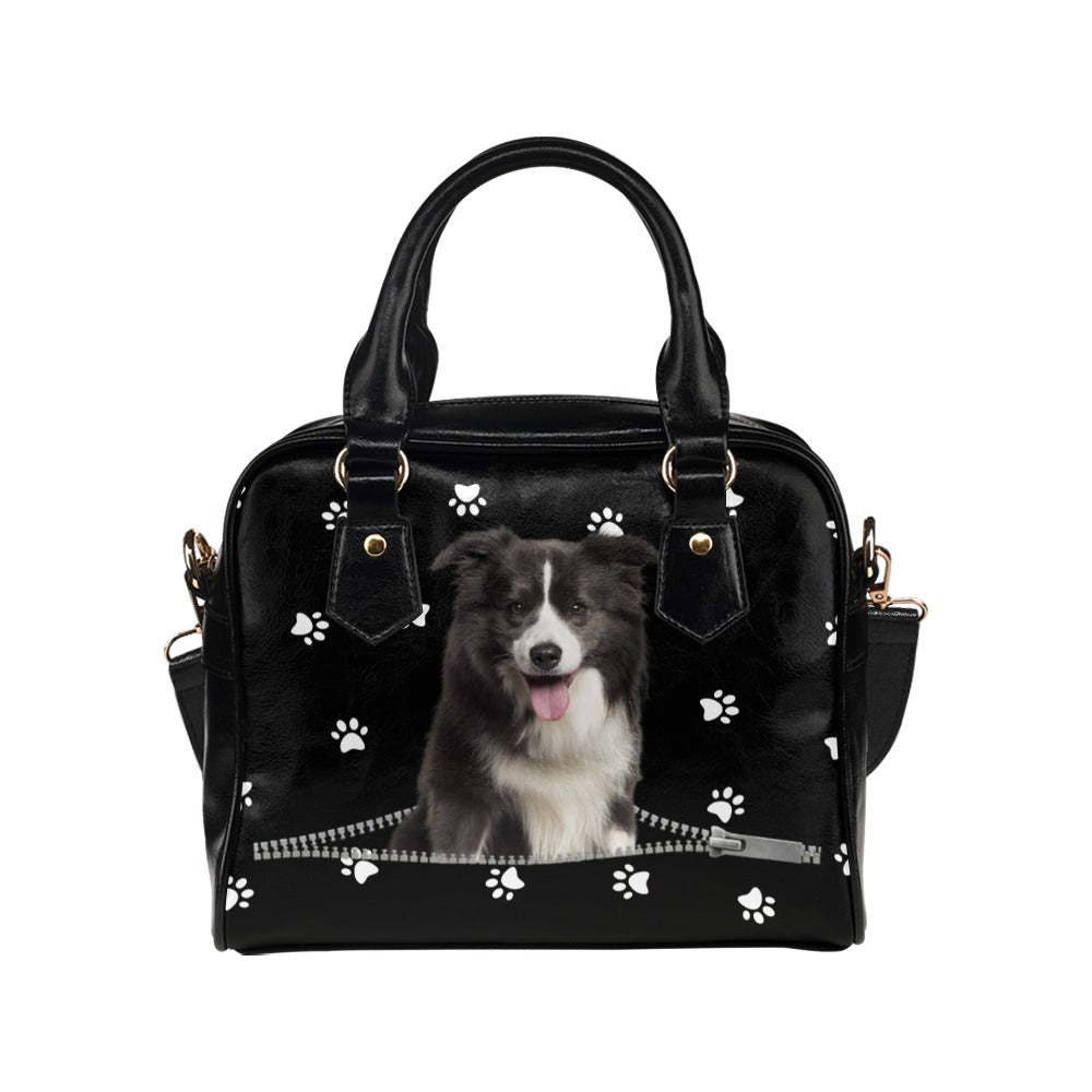 Border Collie Zip Paws Shoulder Handbag