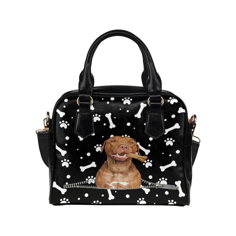 American Pitbull Terrier Paws and Bones Shoulder Handbag