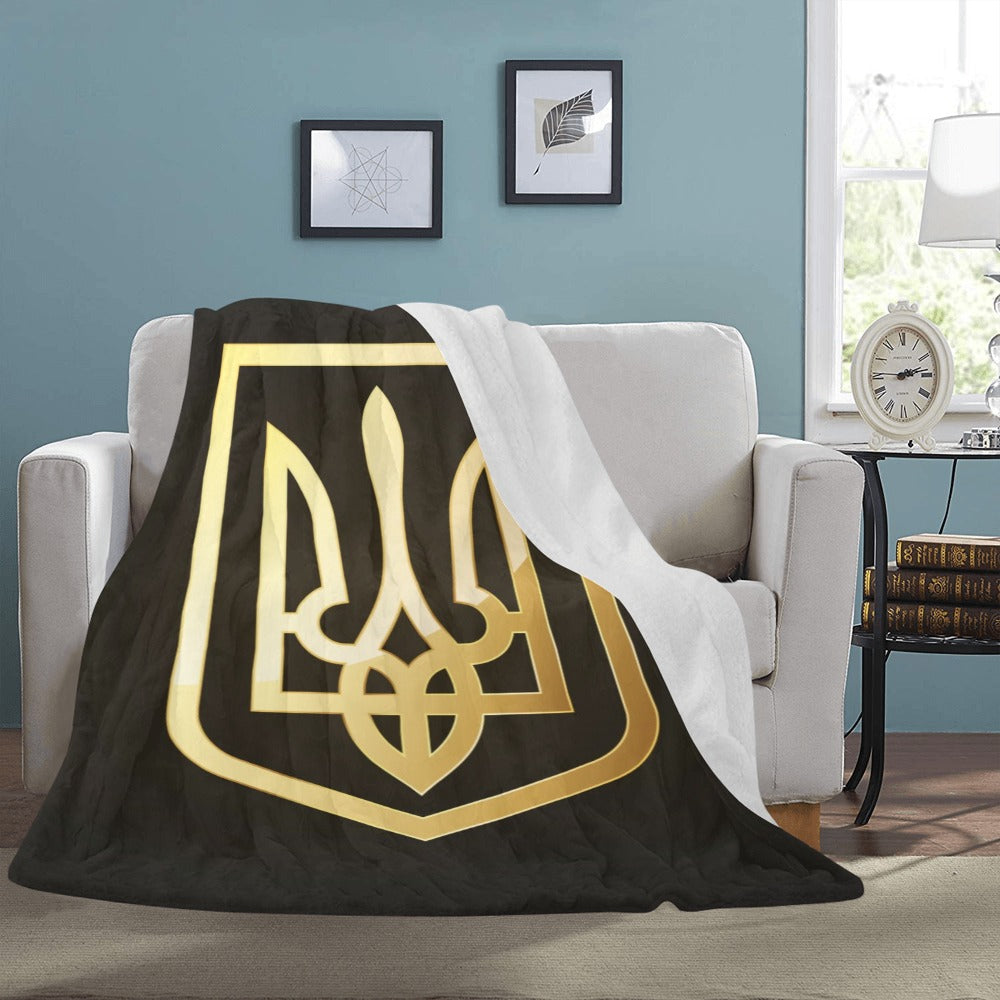 Coat Arms Ukraine Gold State Emblem Golden Trident Icon Ultra-Soft Micro Fleece Blanket 60"x80"