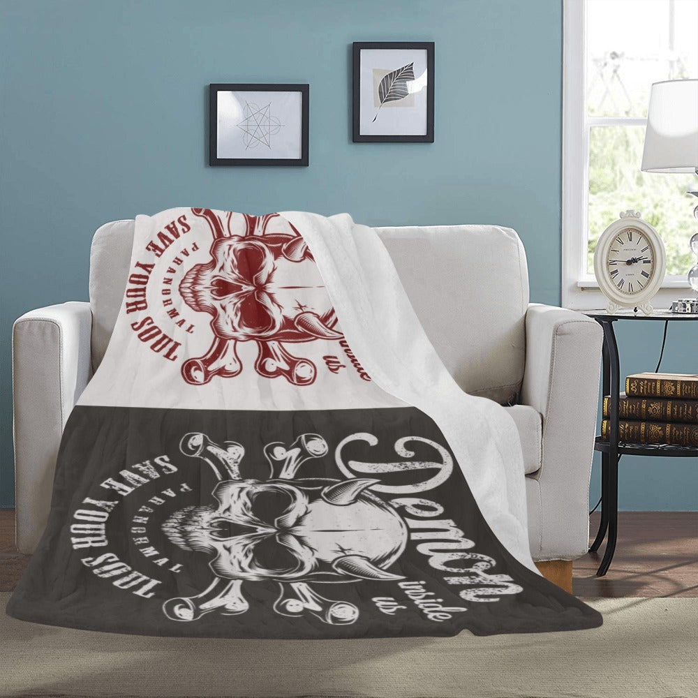 Skull With Horns Bones Ultra-Soft Micro Fleece Blanket 60"x80"