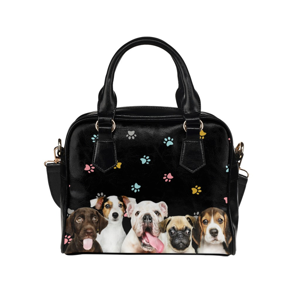 Puppies Colorful Paws Shoulder Handbag