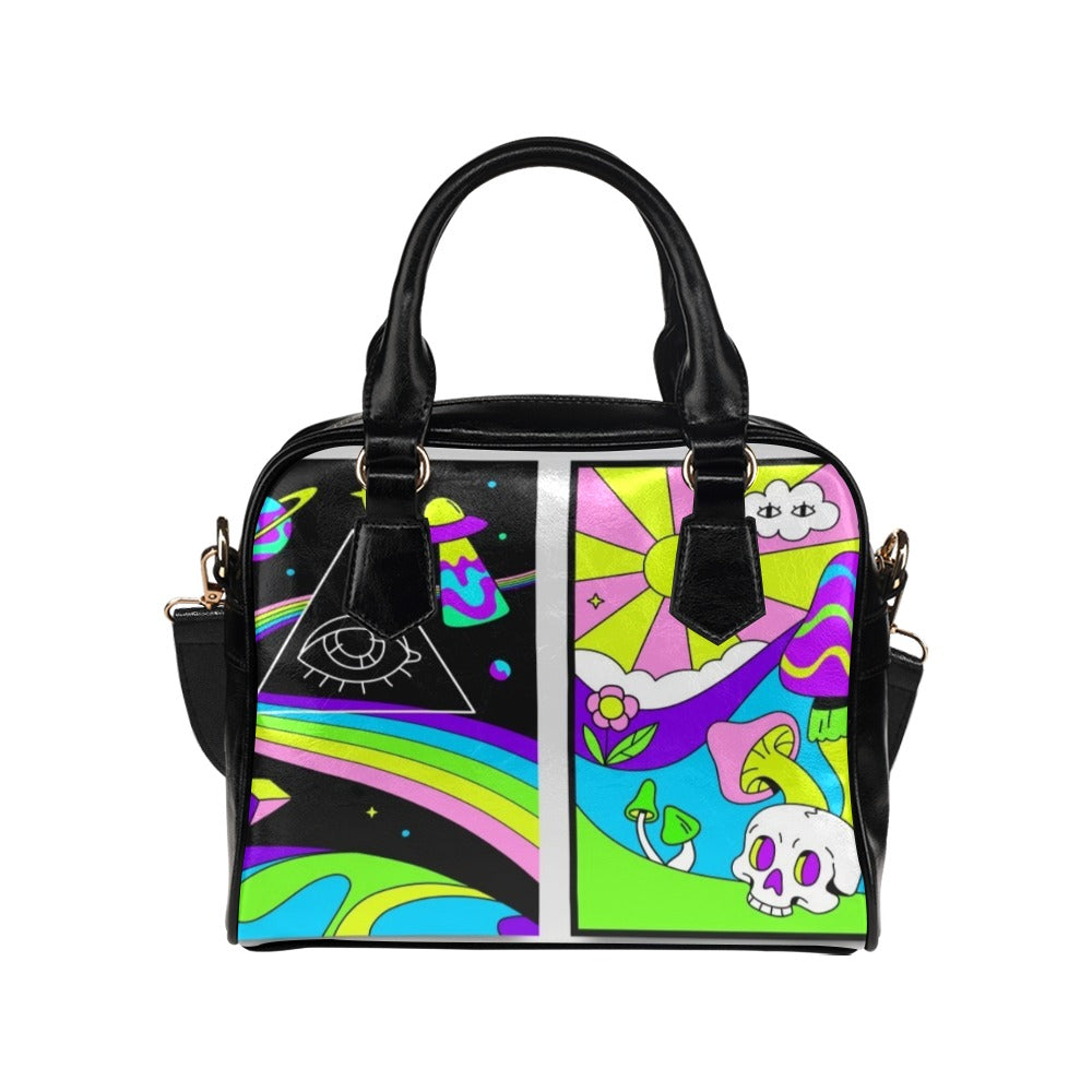 Psychedelic skull magic trippy illustration Shoulder Handbag