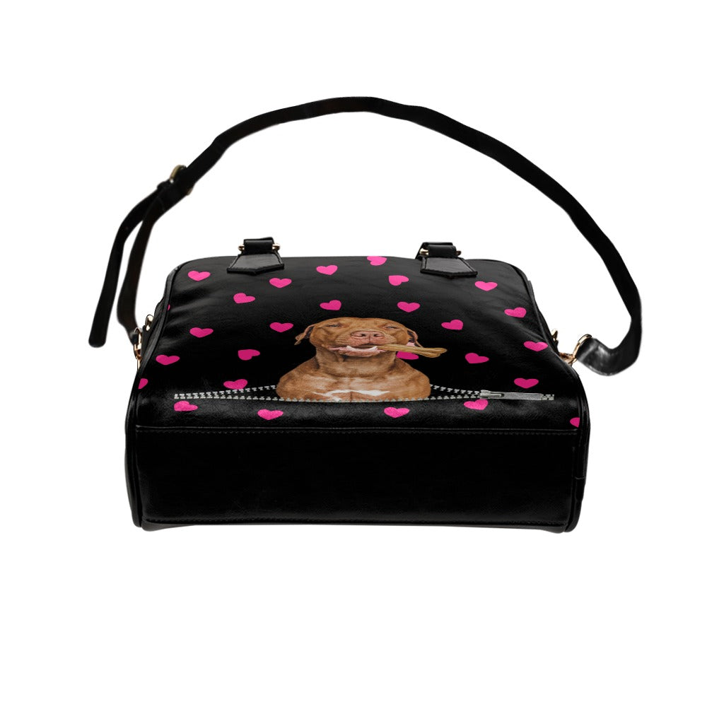 American Pitbull Terrier Hearts Shoulder Handbag