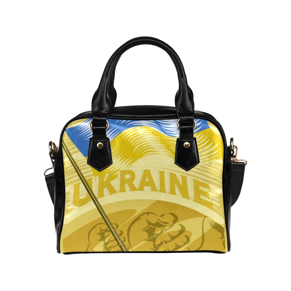 Vintage Ukraine Holding Flag Poster Shoulder Handbag