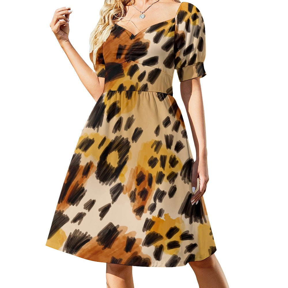 Feline Skin Printed Sweetheart Dress