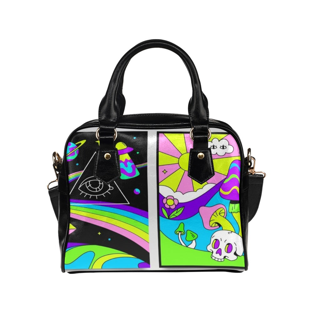 Psychedelic skull magic trippy illustration Shoulder Handbag