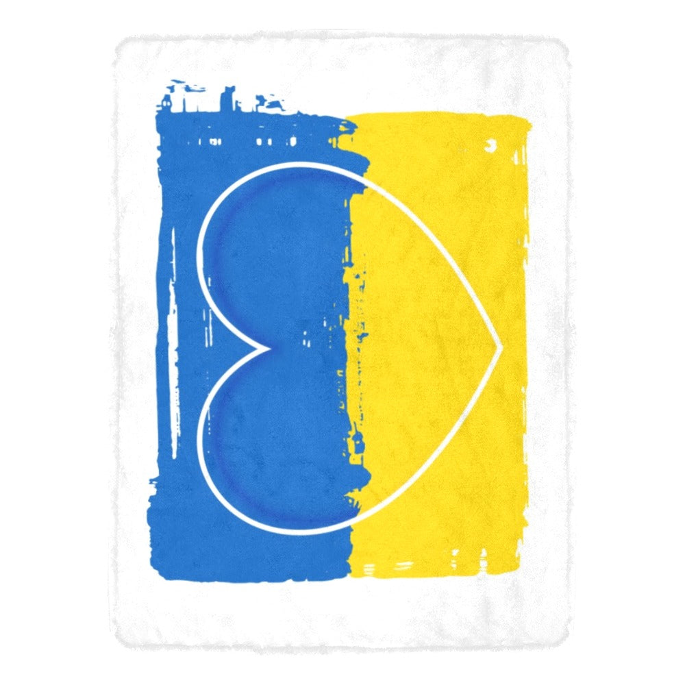 Ukraine Flag With Heart Ultra-Soft Micro Fleece Blanket 60"x80"