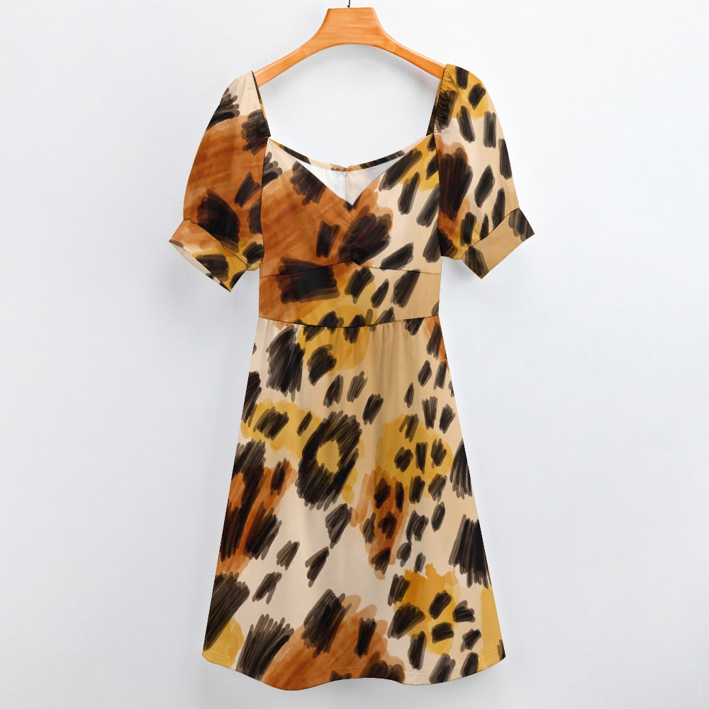 Feline Skin Printed Sweetheart Dress