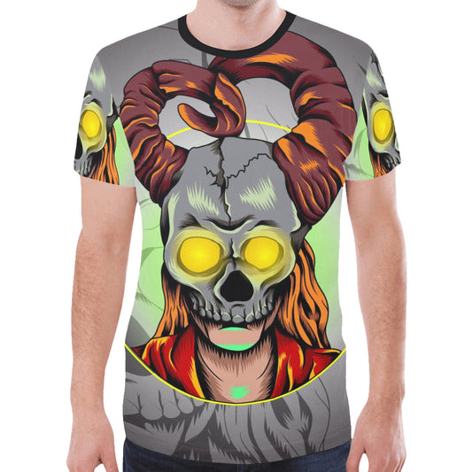 Girl With Horned Skull Mask New All Over Print T-shirt