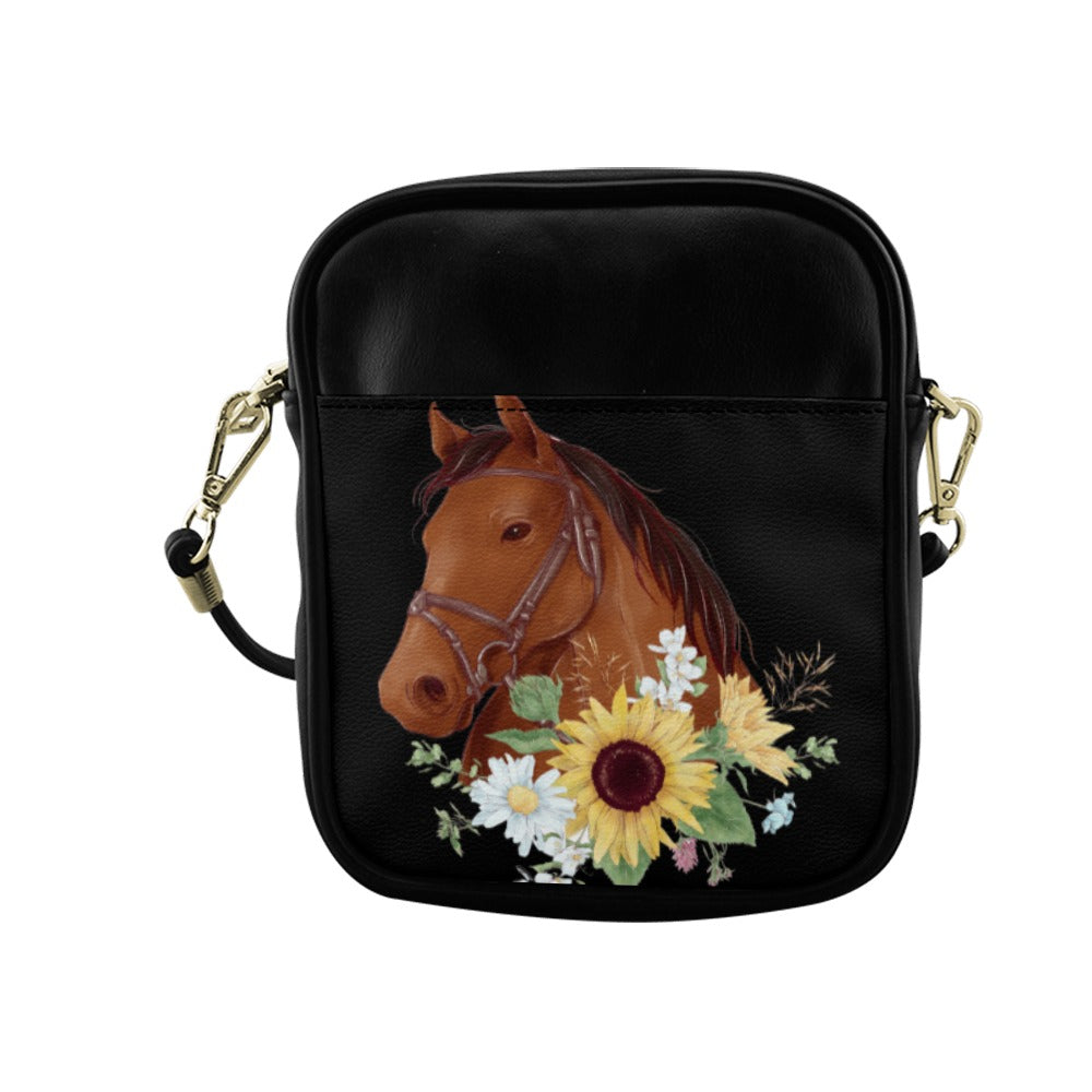 Horse Flowers Sling Bag