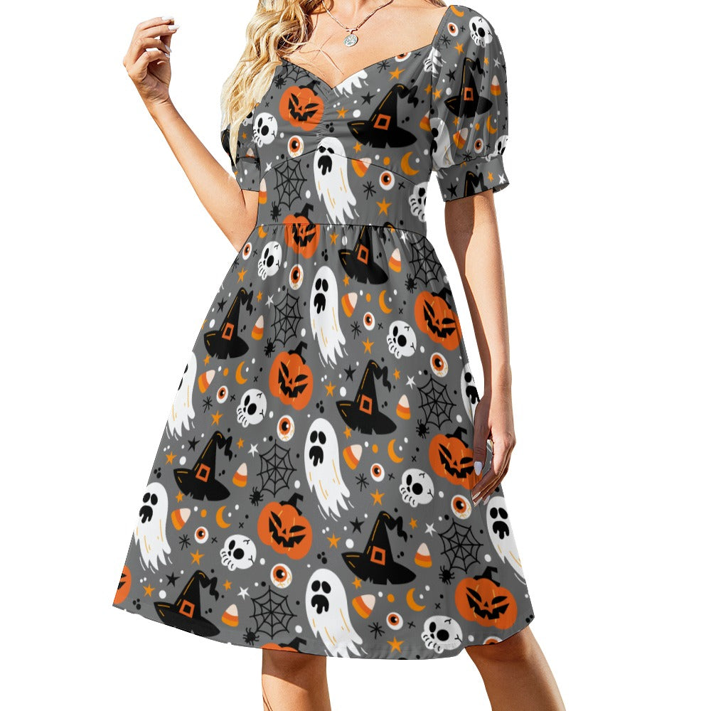 Ghost Skull Halloween Sweetheart Dress