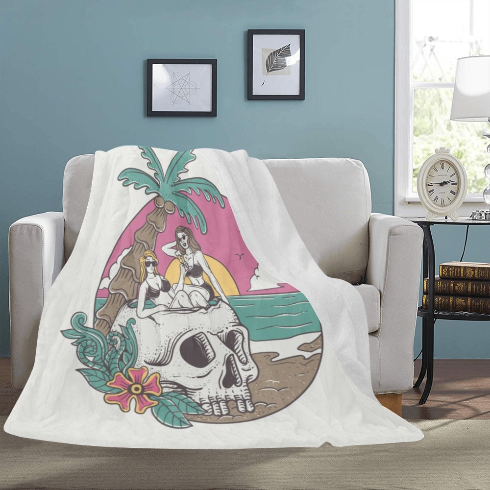 Summer Vibe Sexy Woman Skull Sunset Ultra-Soft Micro Fleece Blanket 60"x80"