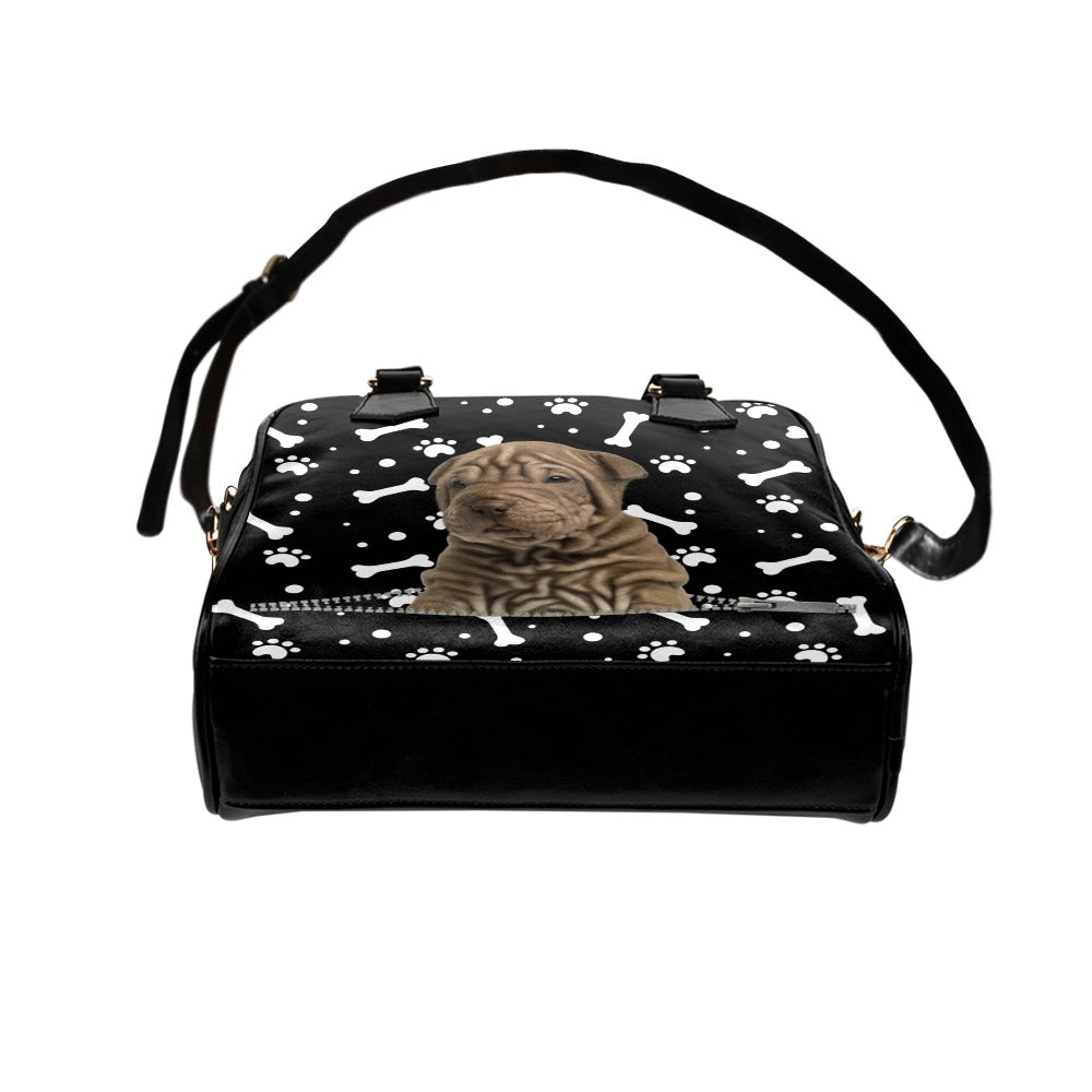 Shar Pei Zip Paws and Bones Shoulder Handbag