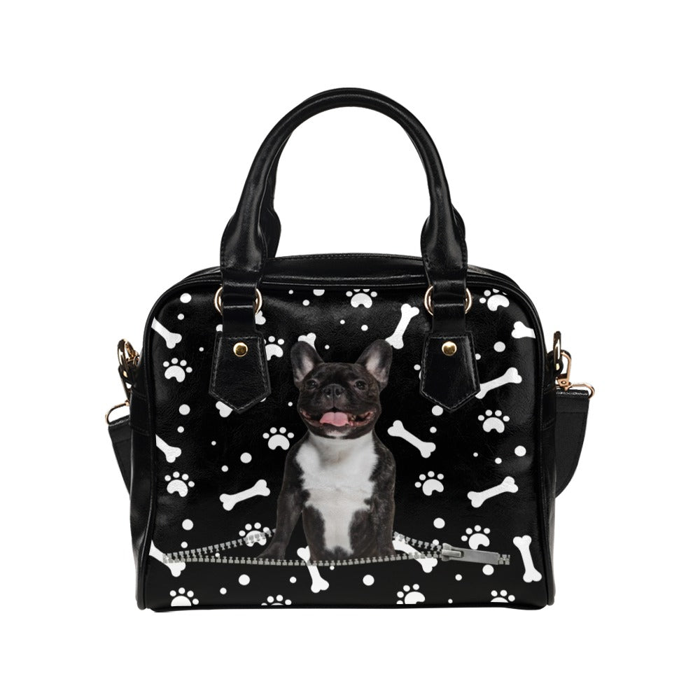 French Bulldog Zip Paws and Bones Shoulder Handbag