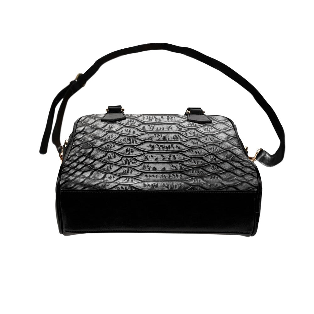 Reptile Skin Crocodile Snake Black Shoulder Handbag