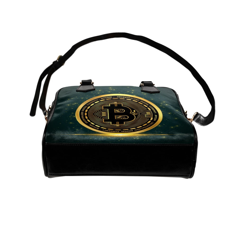 Cryptocurrency Bitcoin Golden Coin Shoulder Handbag