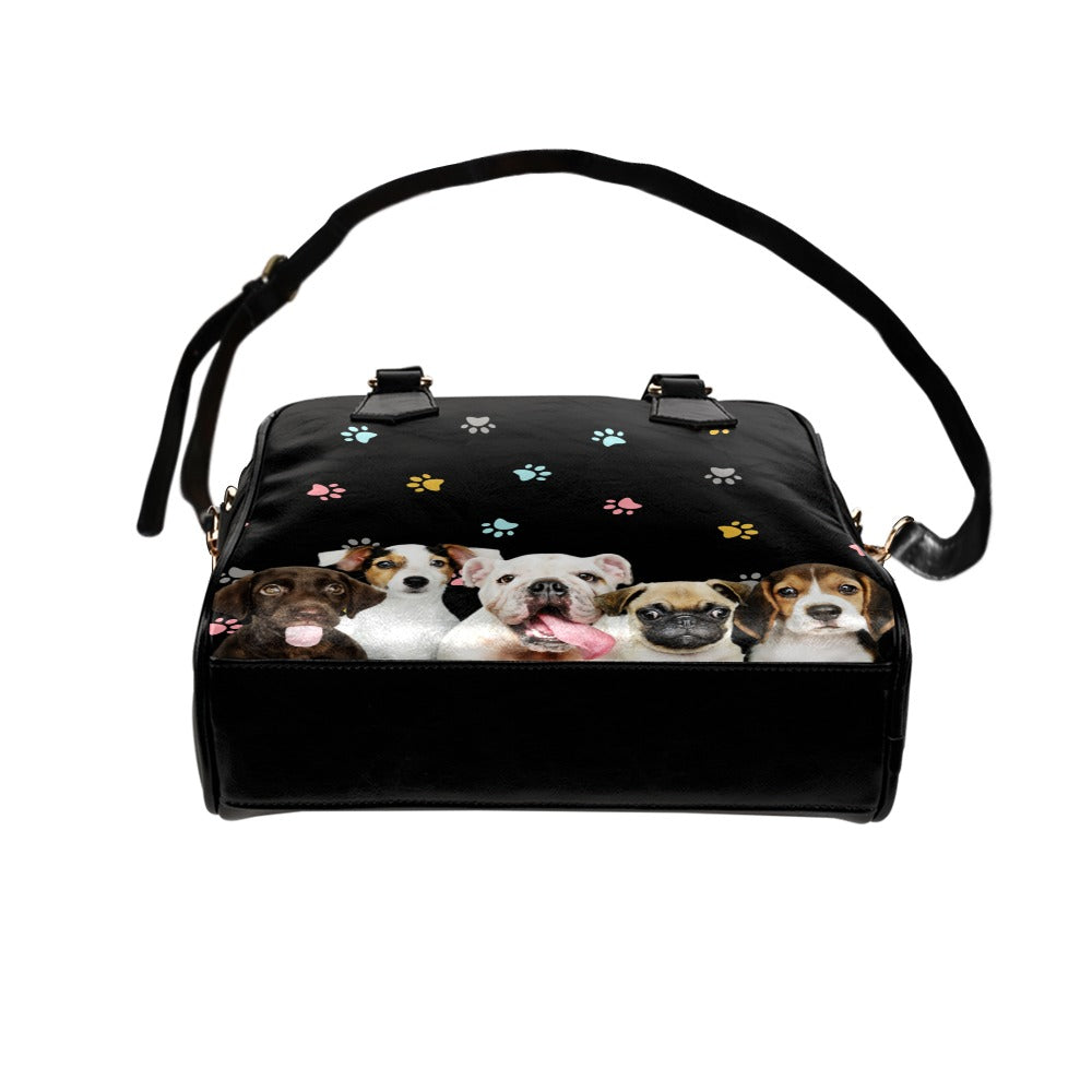 Puppies Colorful Paws Shoulder Handbag