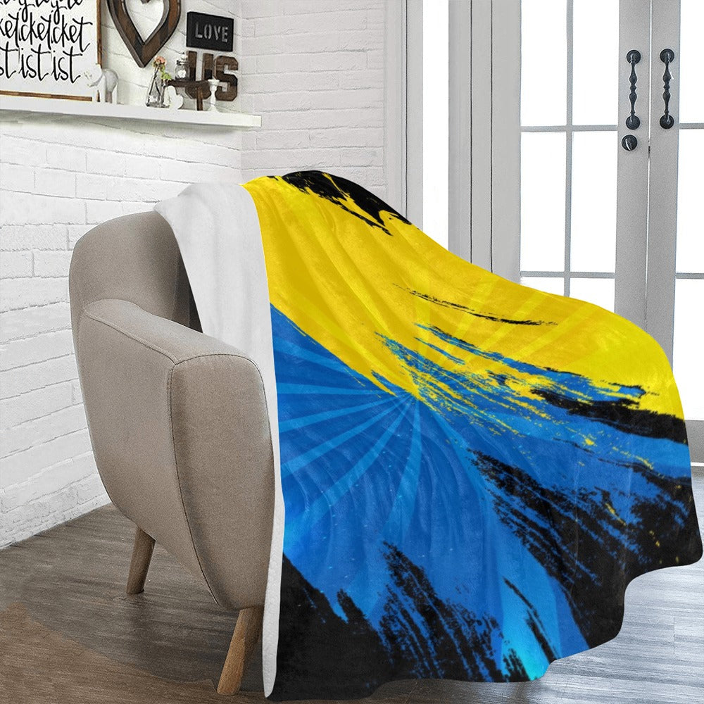 Ukraine Flag With Brush Concept Grunge Style Ultra-Soft Micro Fleece Blanket 60"x80"