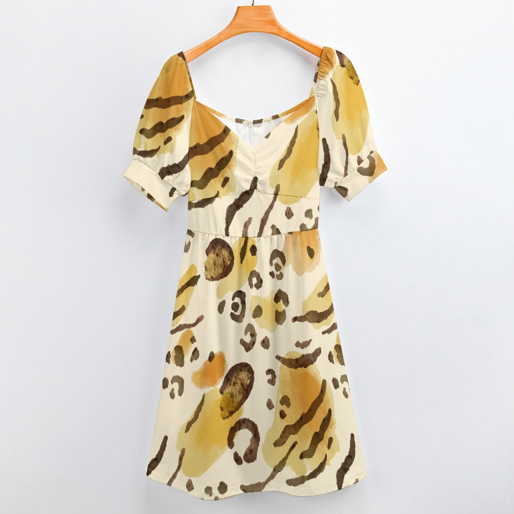 Jaguar Skin Printed Sweetheart Dress