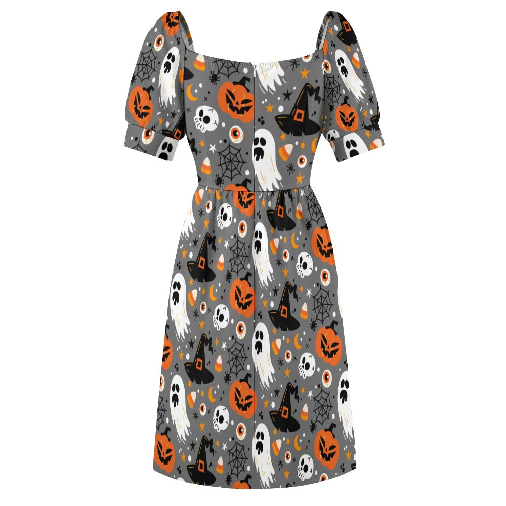 Ghost Skull Halloween Sweetheart Dress