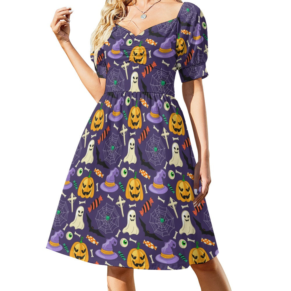 Halloween Pumpkin Ghost Sweetheart Dress