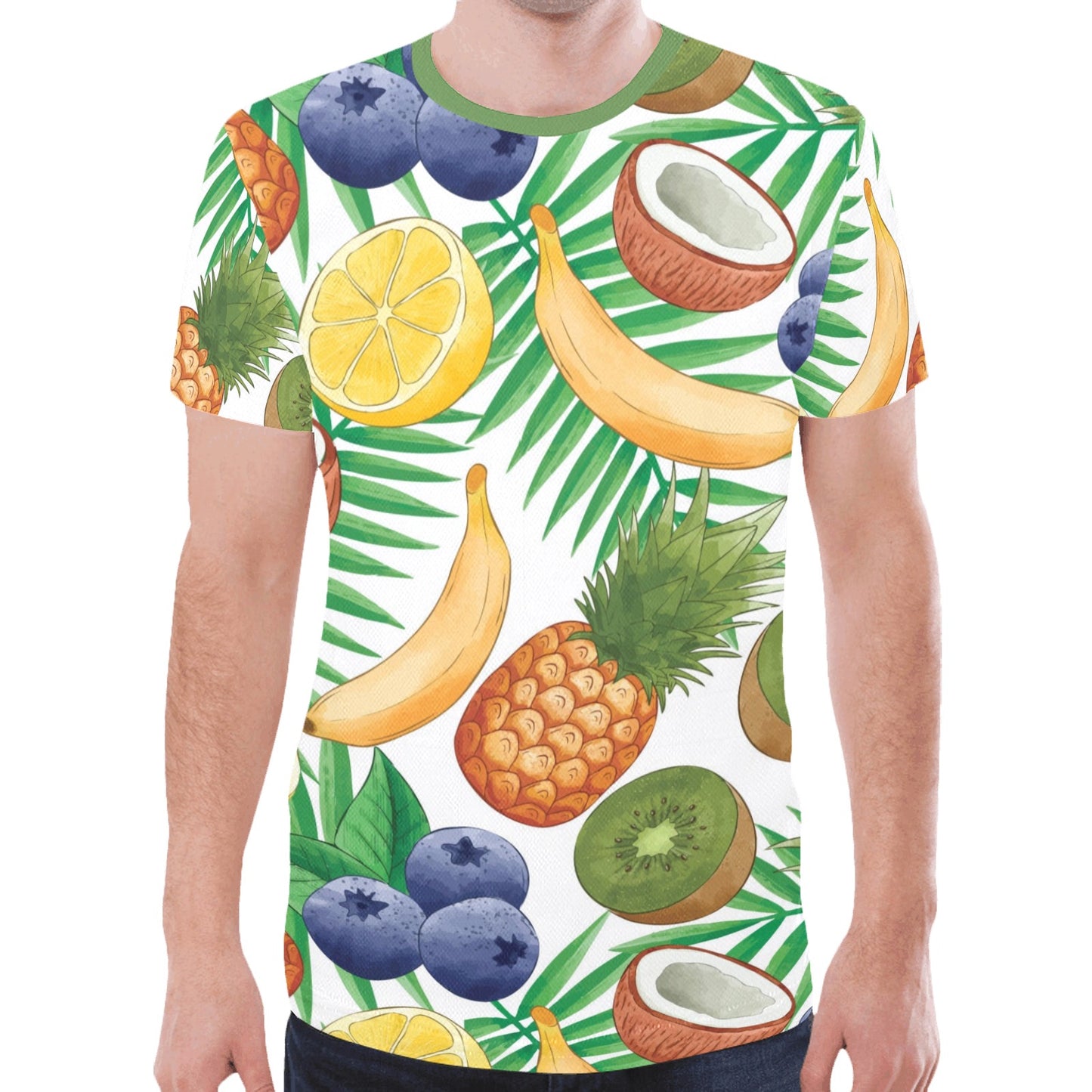 Exotic Fruit Pattern Banana Coconut Kiwi Pineapple New All Over Print T-shirt