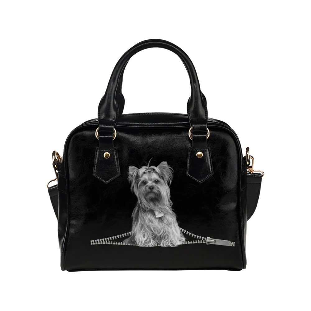 Yorkshire Terrier Black and White Zip Shoulder Handbag