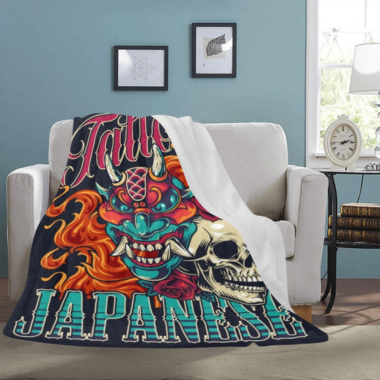 Colorful Japanese Tattoo vintage Poster Ultra-Soft Micro Fleece Blanket 60"x80"