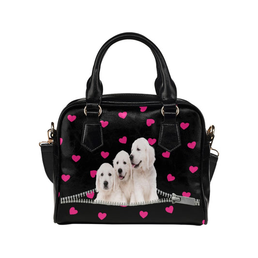 Golden Retrievers Zip Hearts Shoulder Handbag