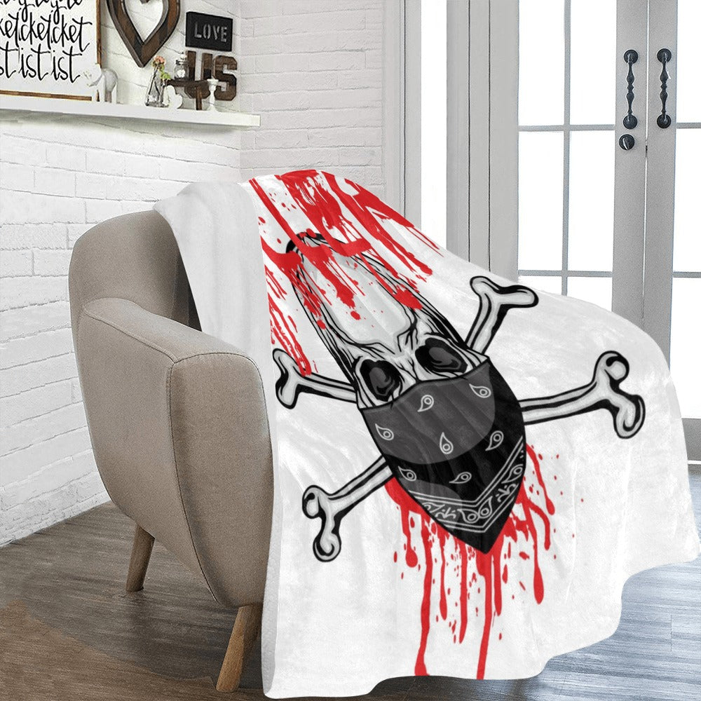 Skull with Bandana Grunge Vintage Ultra-Soft Micro Fleece Blanket 60"x80"