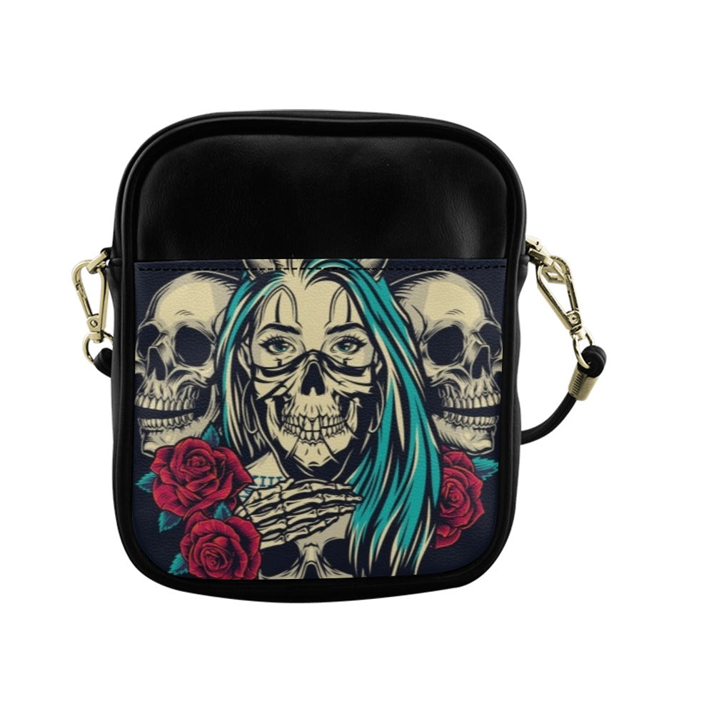 Skull And Roses Sling Bag