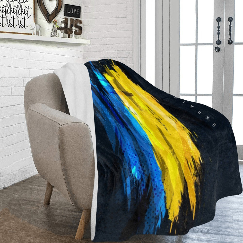 Ukraine Flag With Brush Concept Halftone Effect Grunge Style Ultra-Soft Micro Fleece Blanket 60"x80"