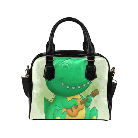 Cute dino playing guitar Shoulder Handbag