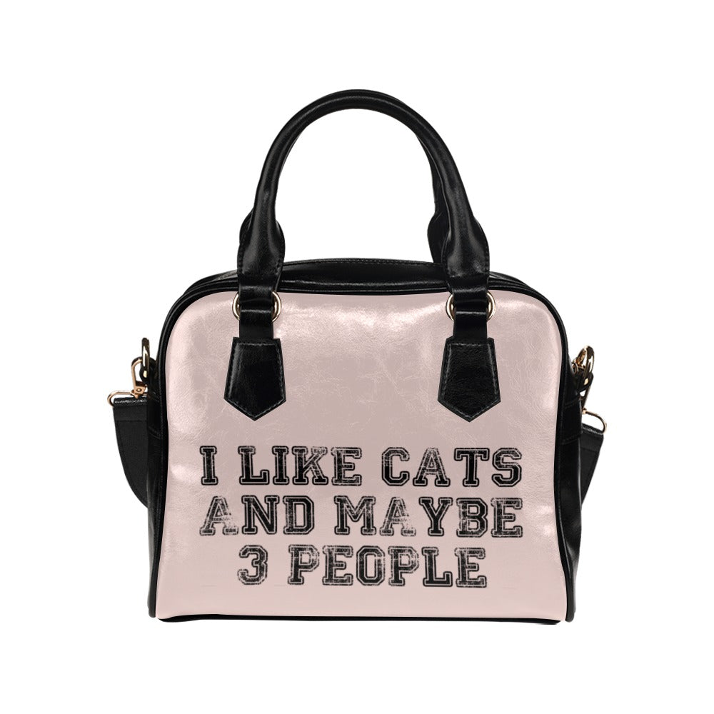 I Like Cats And Maybe 3 People Funny Shoulder Handbag