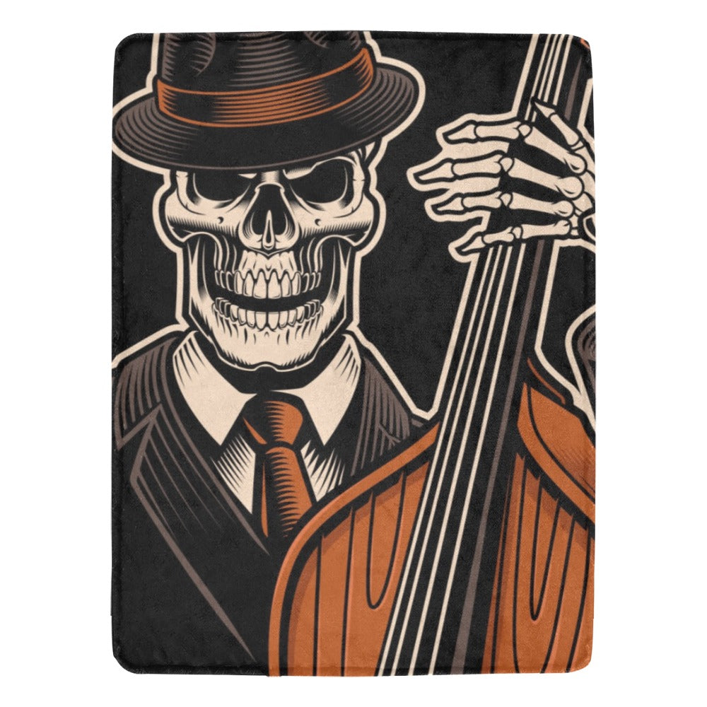 Skeleton With Double Bass Tattoo Ultra-Soft Micro Fleece Blanket 60"x80"