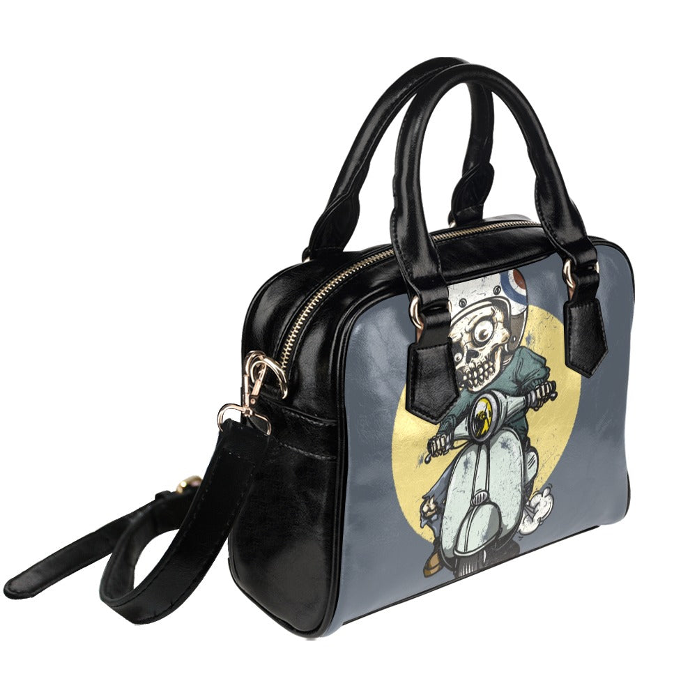 Skeleton Riding Motorbike Shoulder Handbag