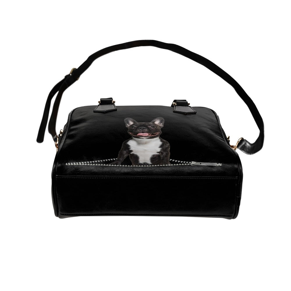 French Bulldog Zip Shoulder Handbag