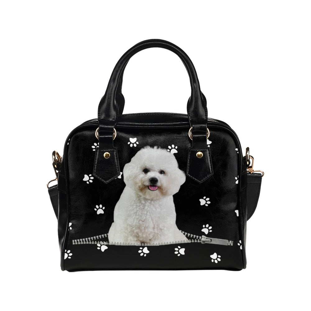 Poodle Puppy Zip Paws Shoulder Handbag