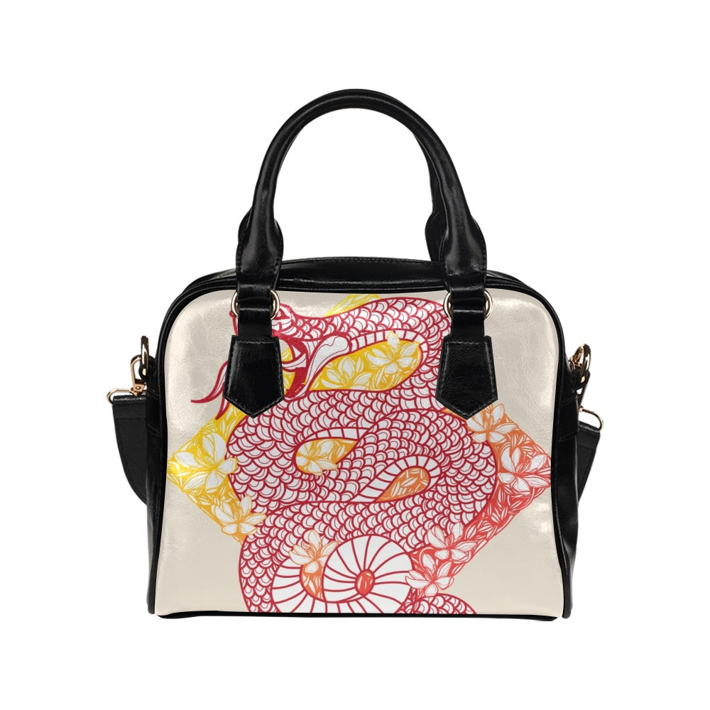 Tattoo Art Snake Flower Shoulder Handbag