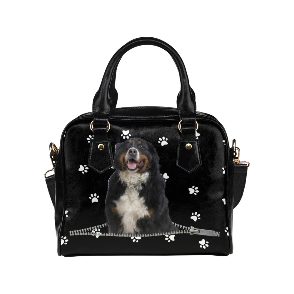 Bernese Mountain Dog Zip Paws Shoulder Handbag