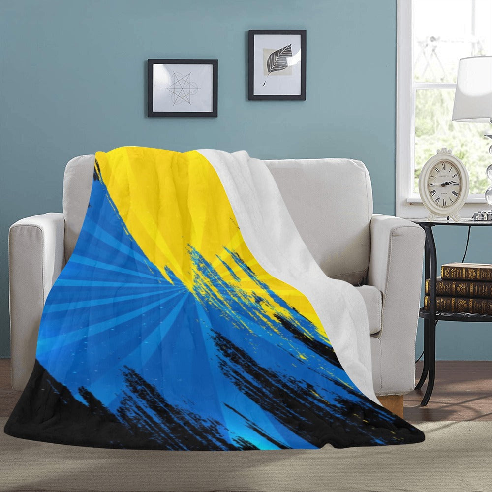 Ukraine Flag With Brush Concept Grunge Style Ultra-Soft Micro Fleece Blanket 60"x80"