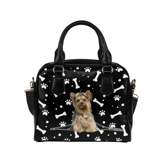 Yorkshire Terrier Zip Paws and Bones Shoulder Handbag