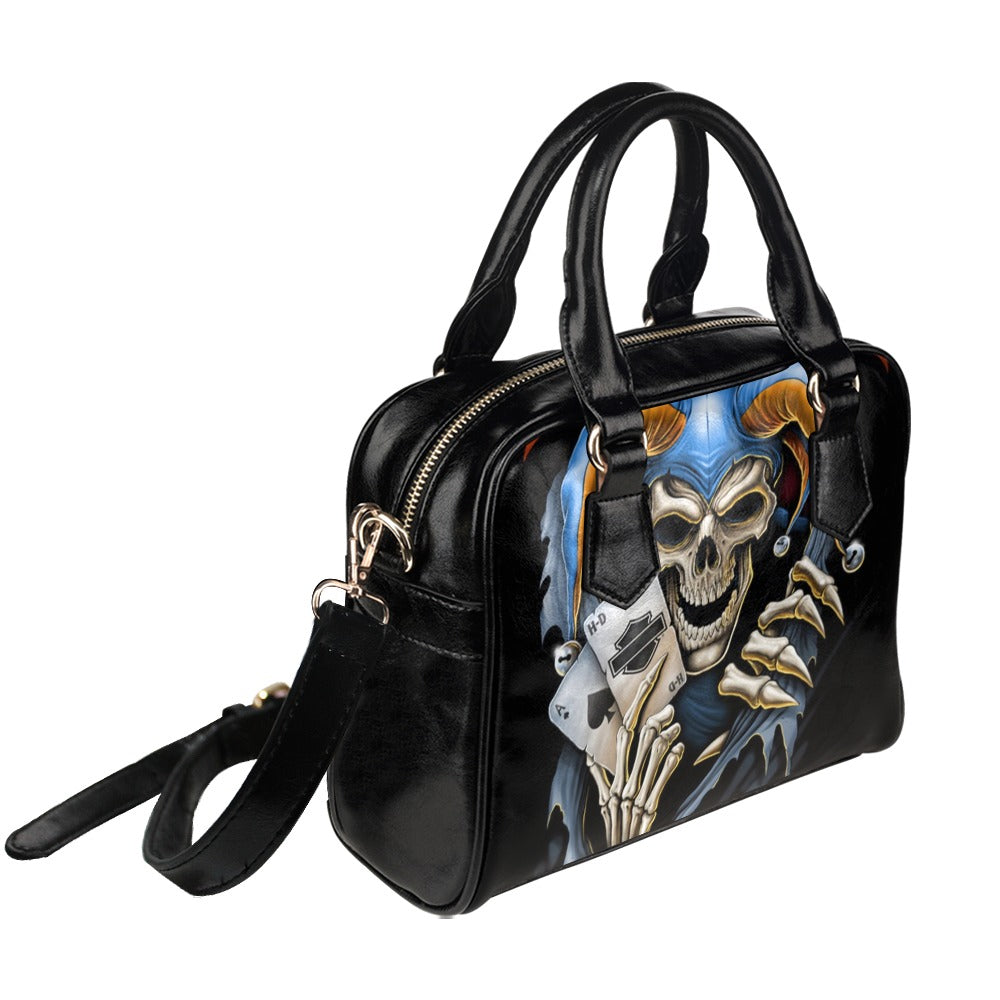 Skull Joker Cards Biker Shoulder Handbag