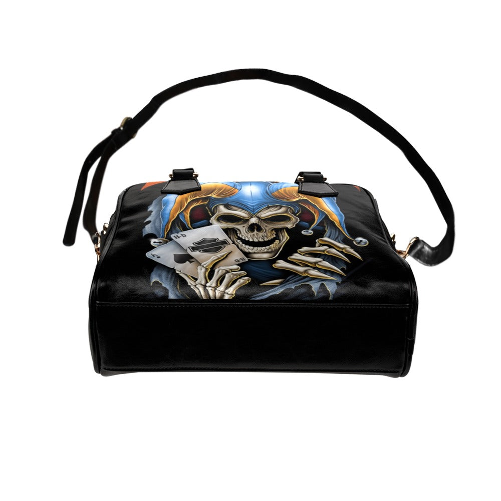 Skull Joker Cards Biker Shoulder Handbag