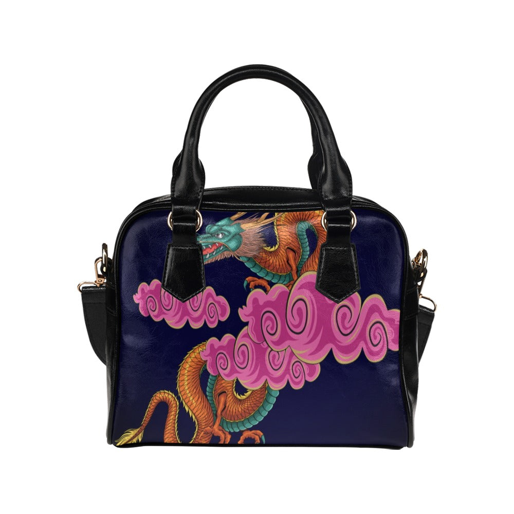 Chinese Dragon With Cloud Illustration Shoulder Handbag