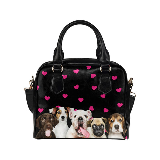 Puppies Hearts Shoulder Handbag