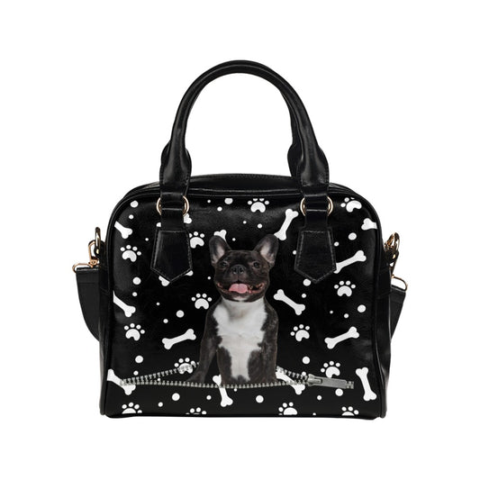 French Bulldog Zip Paws and Bones Shoulder Handbag