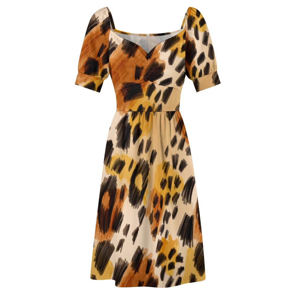 Feline Skin Printed Sweetheart Dress