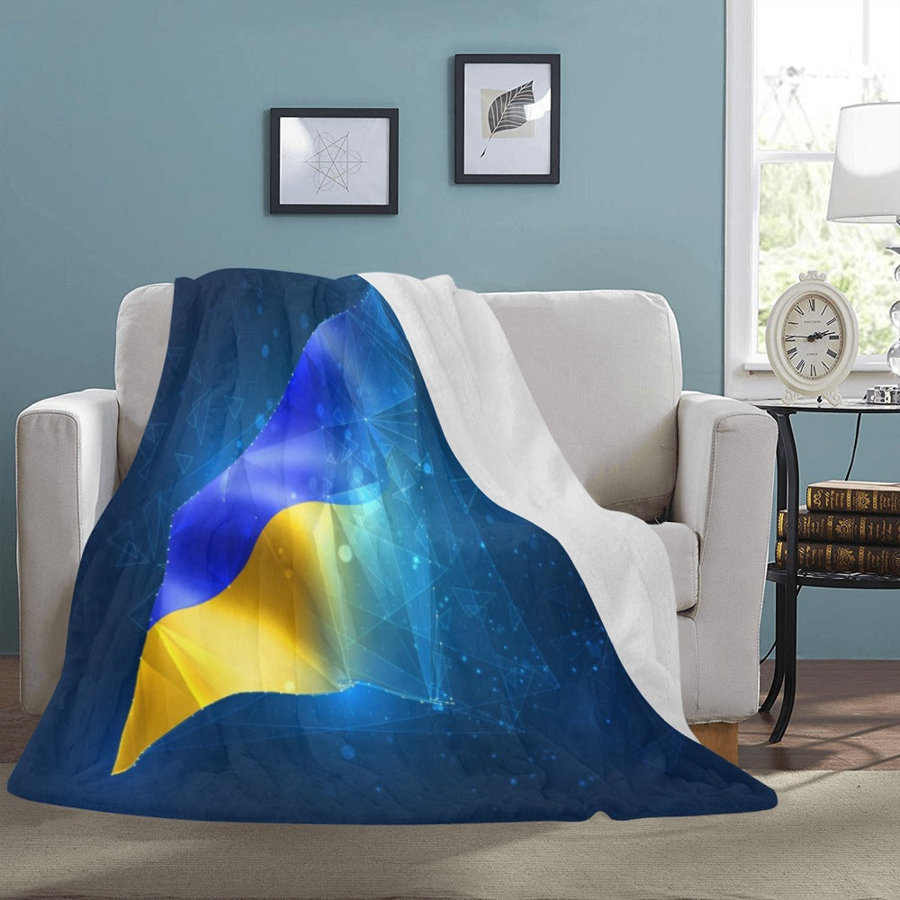 Ukraine Flag Virtual Abstract 3d Triangular Object Ultra-Soft Micro Fleece Blanket 60"x80"